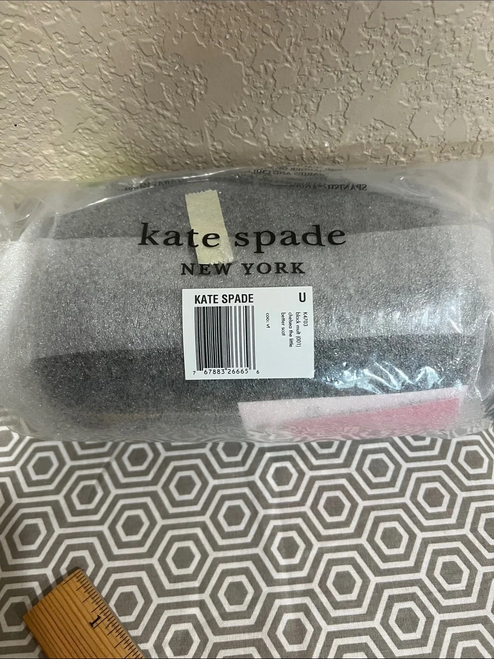 kate spade black cosmetic pouch with silver star print